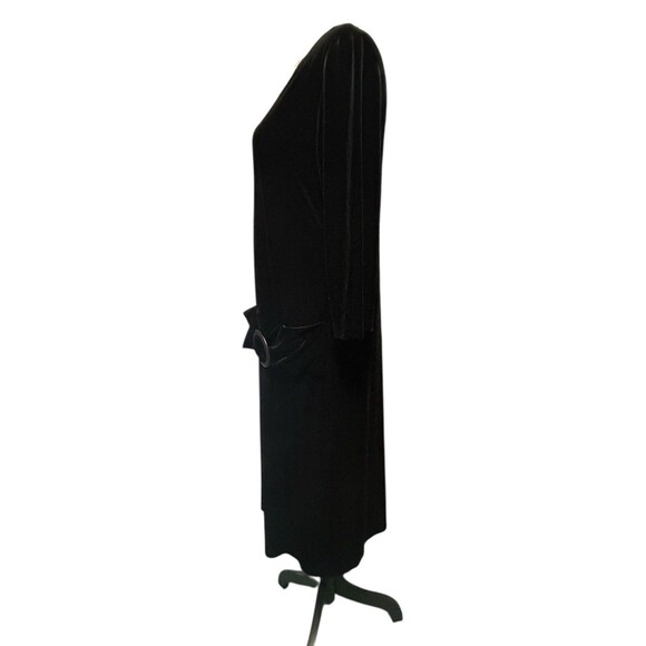 VTG DANI MAX Velvet Little Black Buckle Midi 12 Whimsigoth Fairy Witchy grunge - Picture 3 of 6